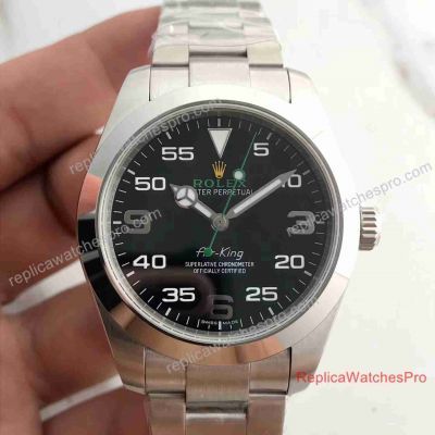 Replica Rolex Oyster Perpetual Air-King 116900 Watch Black Dial Green Second Hand